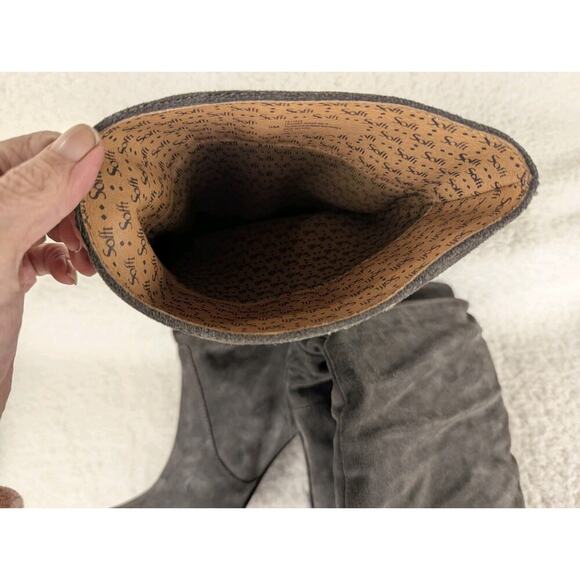 Sole Society Boots Womens 8.5 Gerii Slouchy Heels Knee High Gray Suede Pull On - Picture 9 of 11